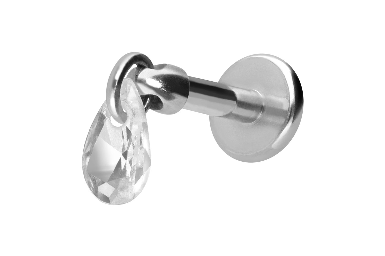 Titan Labret Piercing mit Innengewinde KRISTALLTROPFEN